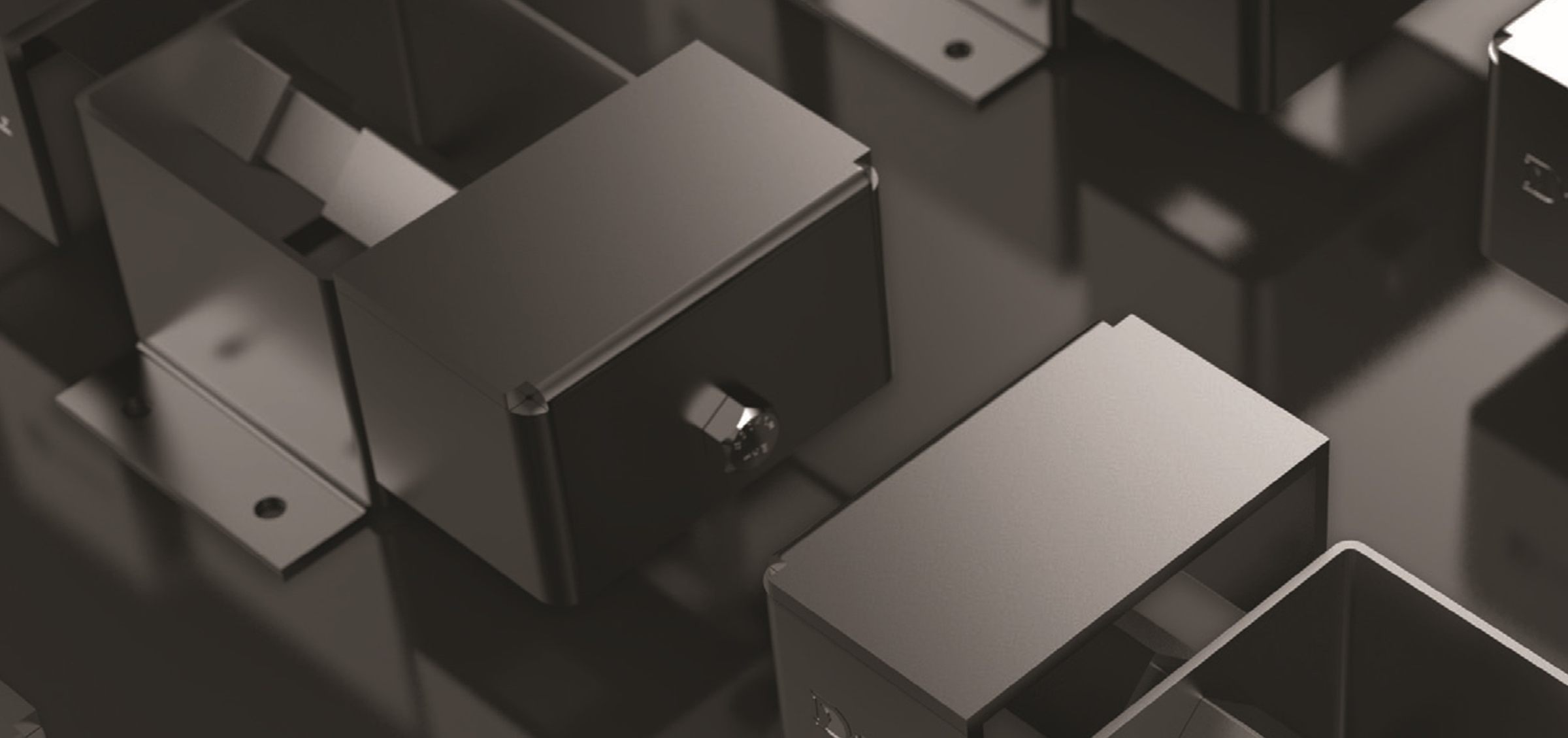 D-FENCE strain-gauge pressure sensor housings, rendered in a grid.